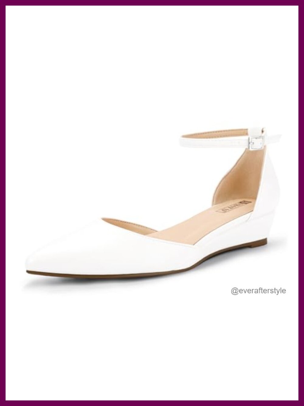 Pointed Toe Low Wedge Flats Ankle Strap Dress Shoes